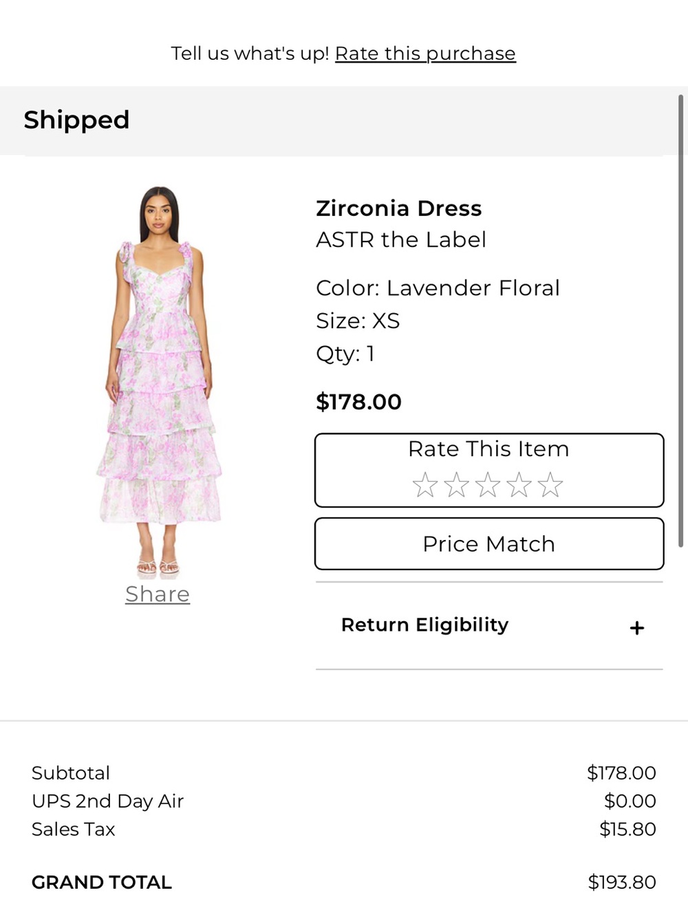 ASTR Lavender Floral Tiered Midi Dress